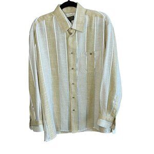 Gene Hiller Boutique Bassiri Uomo Men's Gold Striped Long Sleeve Shirt